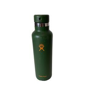 Hydroflask green w orange logo 21 oz scratches and dents
